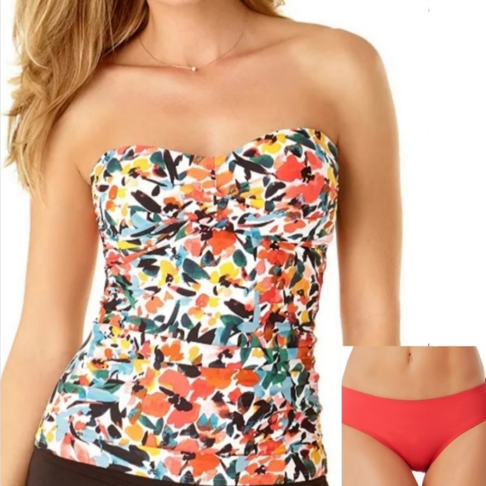 Anne Cole Floral Twist-Front Tankini Swimsuit Set